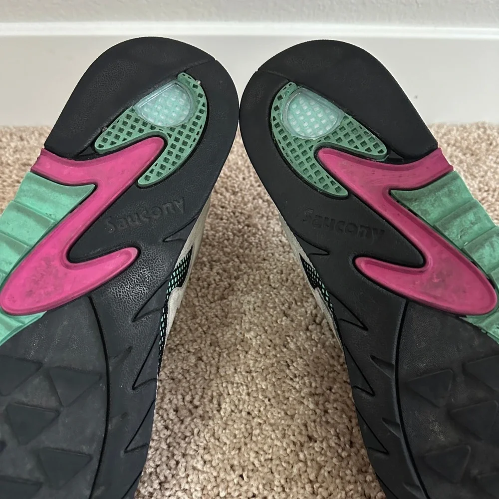 Saucony Grid 8000 CL Sneakers Mens Grey Teal Pink‎ Retro Shoes 11.5 S70197-3